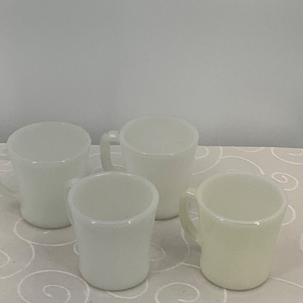 Fire-King White Milk Glass Coffee Mugs Set Of 4 Vintage USA
